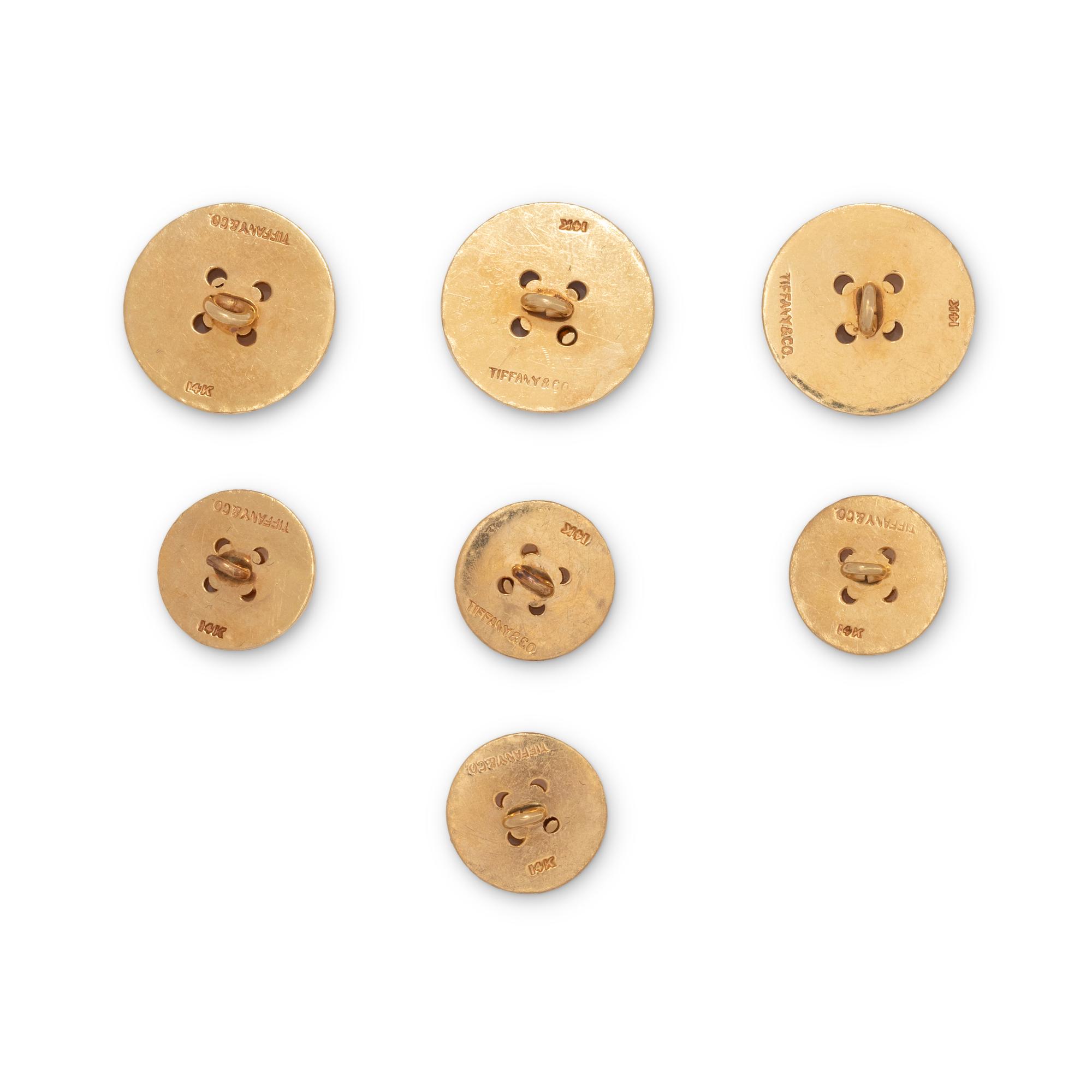 TIFFANY & CO., YELLOW GOLD BLAZER BUTTON SET