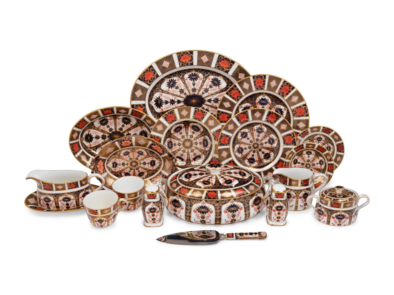 A Royal Crown Derby Imari Porcelain Dinner Service