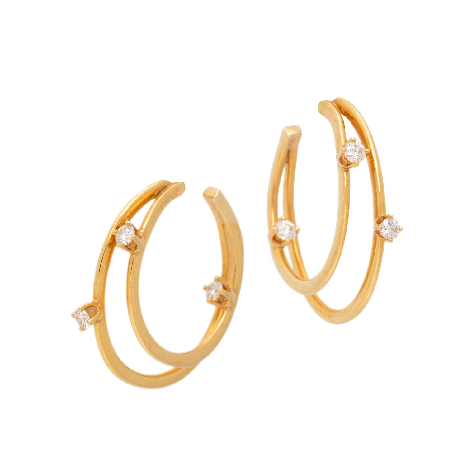 TIFFANY & CO., YELLOW GOLD AND DIAMOND HOOP EARRINGS