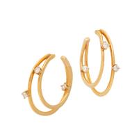 TIFFANY & CO., YELLOW GOLD AND DIAMOND HOOP EARRINGS