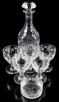 A William Yeoward Glass Wine Service Height of decanter 14 1/4 inches.