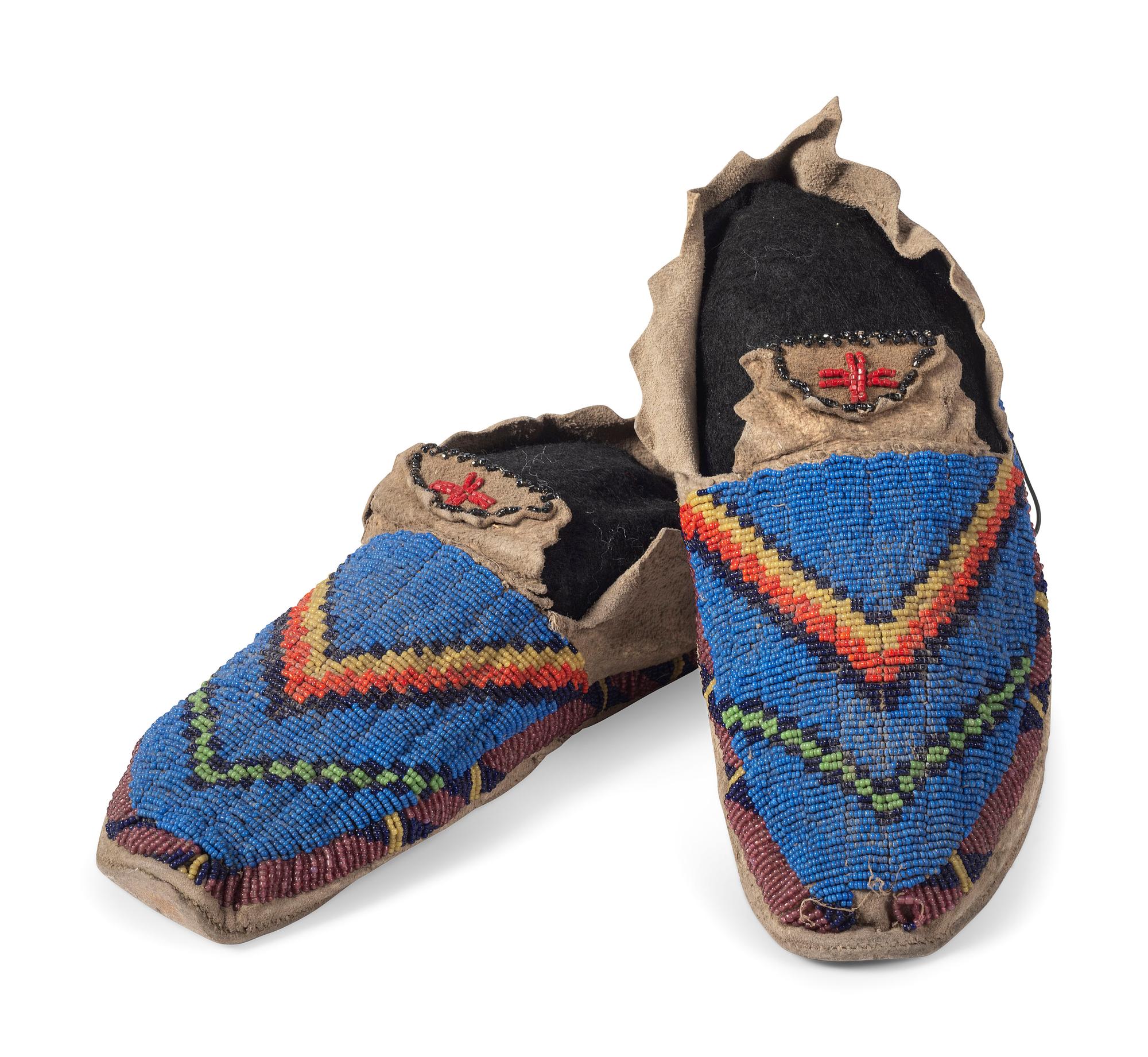 Cheyenne Beaded Hide Moccasins