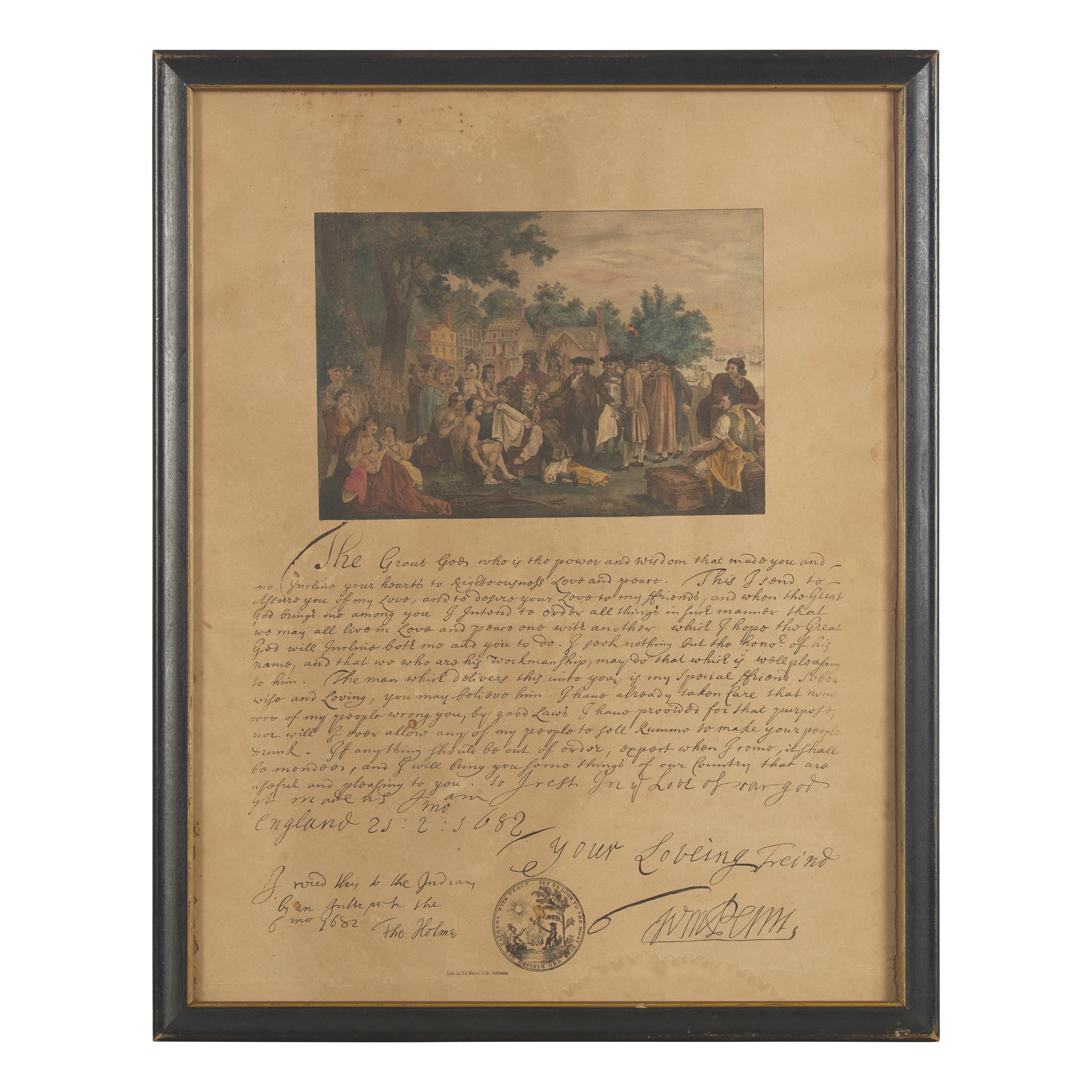 [Philadelphia] Group of 6 prints of William Penn's Treaty with the Indians...