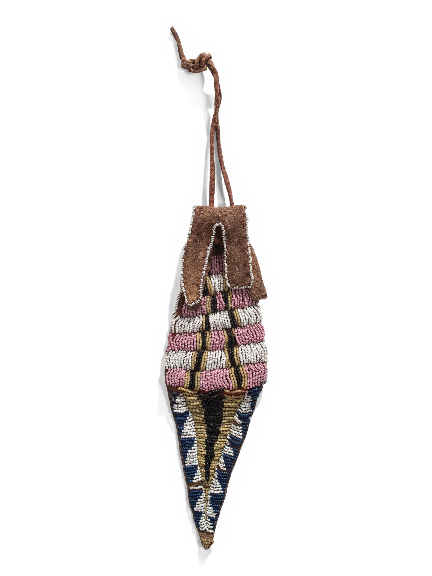Plains Beaded Buffalo Hide Paint Pouch, Published
