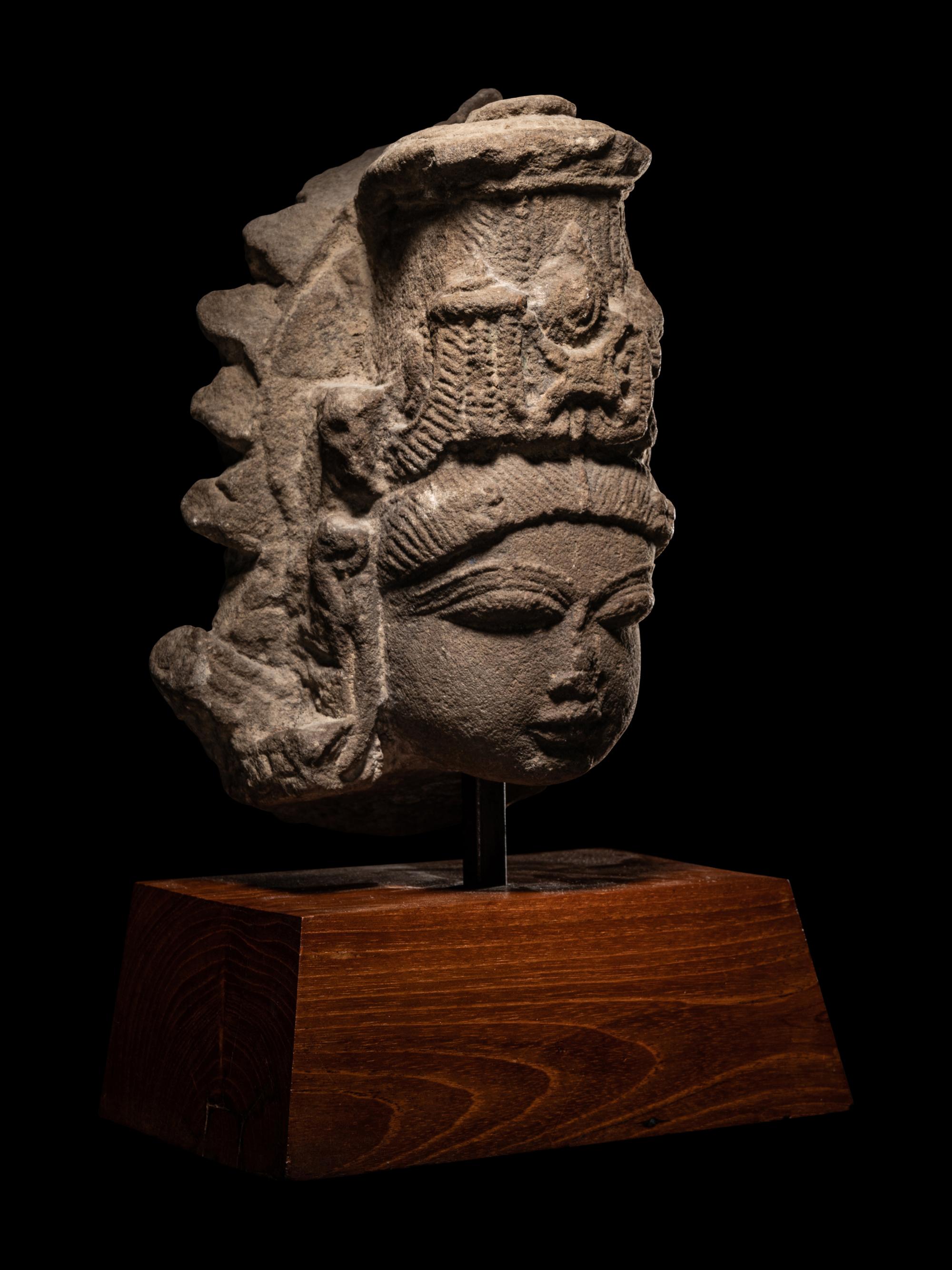 An Indian Sandstone Head of Vishnu