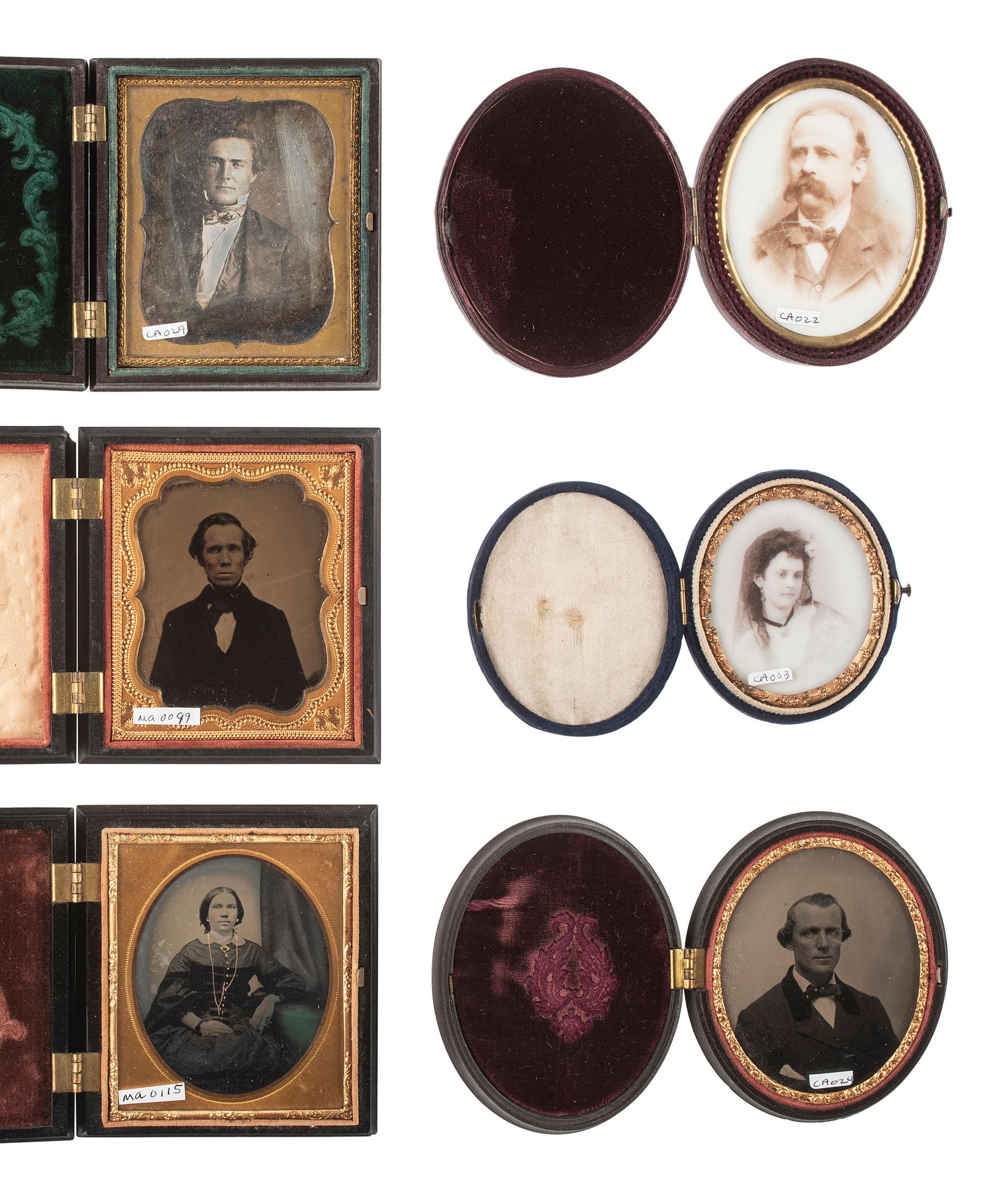 [EARLY PHOTOGRAPHY]. 26 assorted cases including Union, velvet, mother-of-pearl, etc.