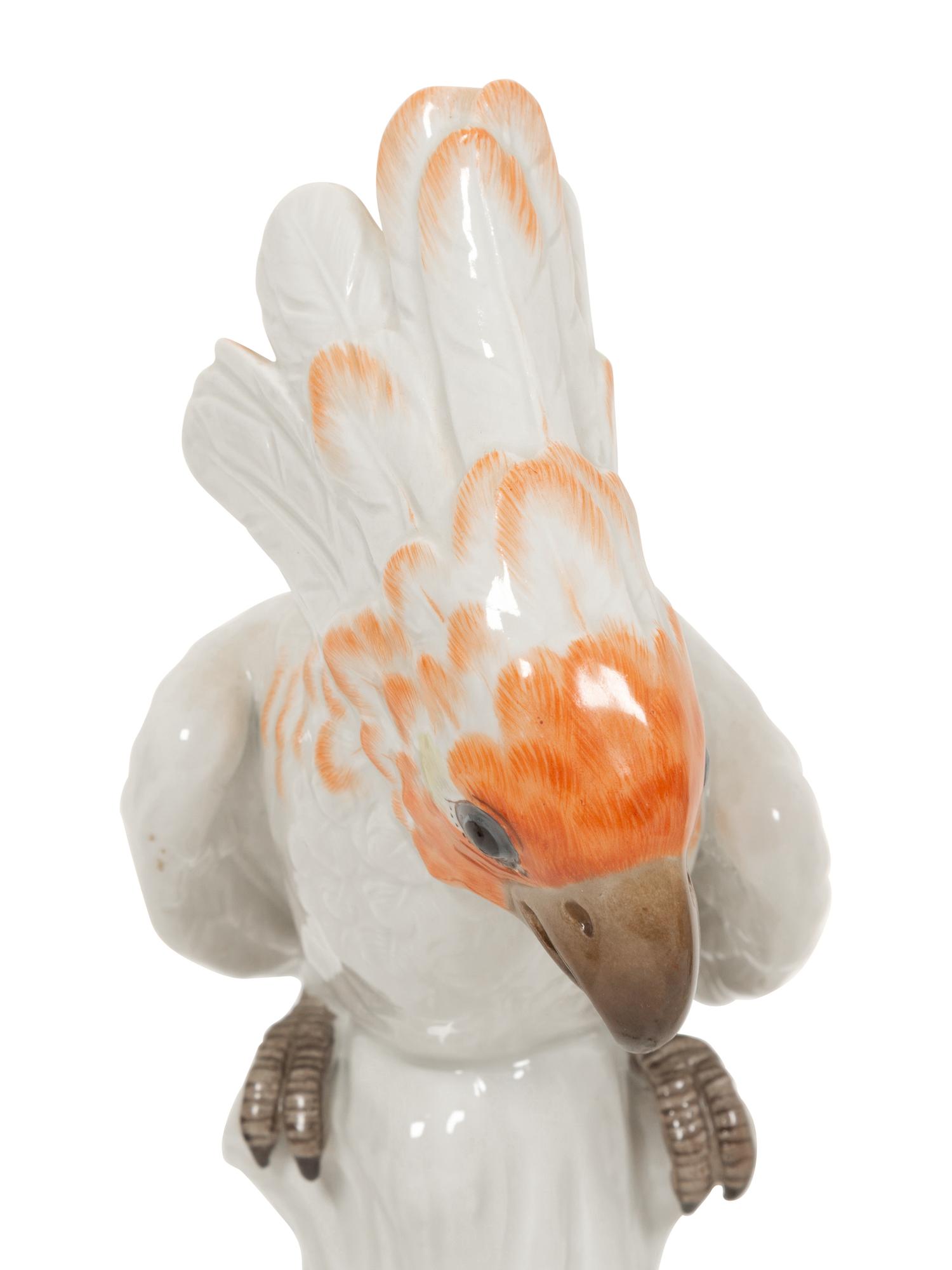 A Pair of Meissen Porcelain Cockatoos