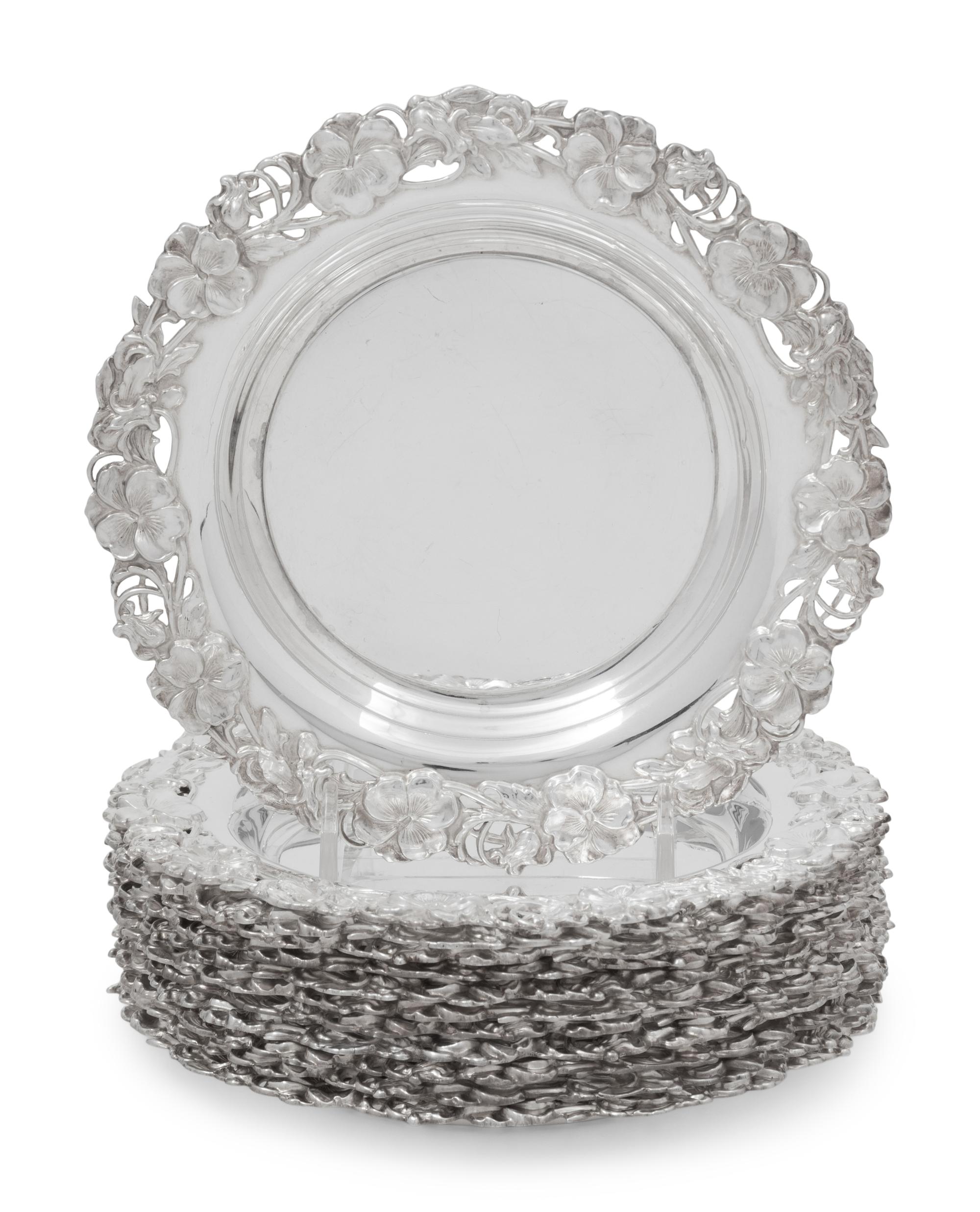 A Set of Twelve American Silver Bread Plates