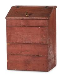 A Country Painted and Stenciled Pine Coffee or Drygoods Box