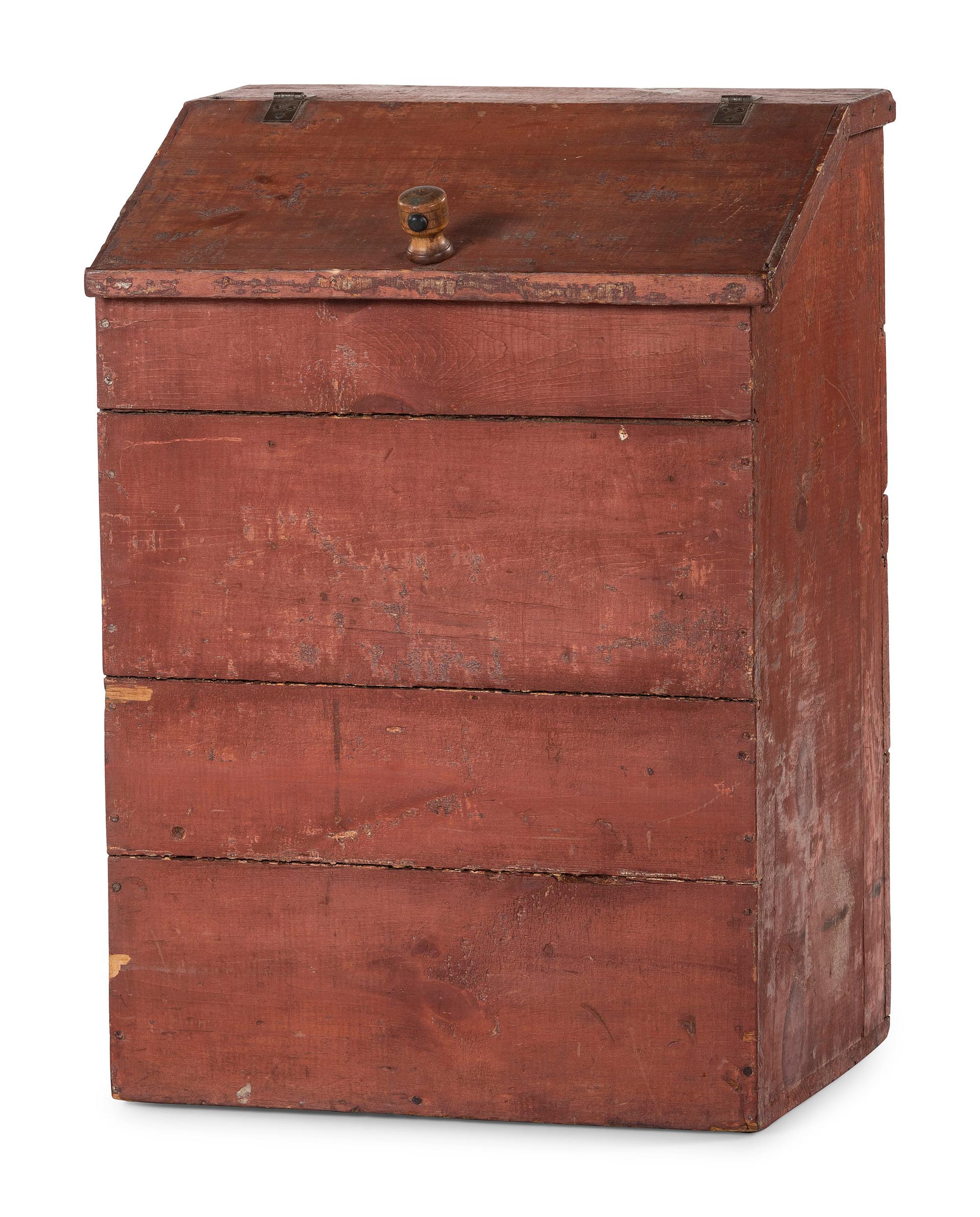 A Country Painted and Stenciled Pine Coffee or Drygoods Box