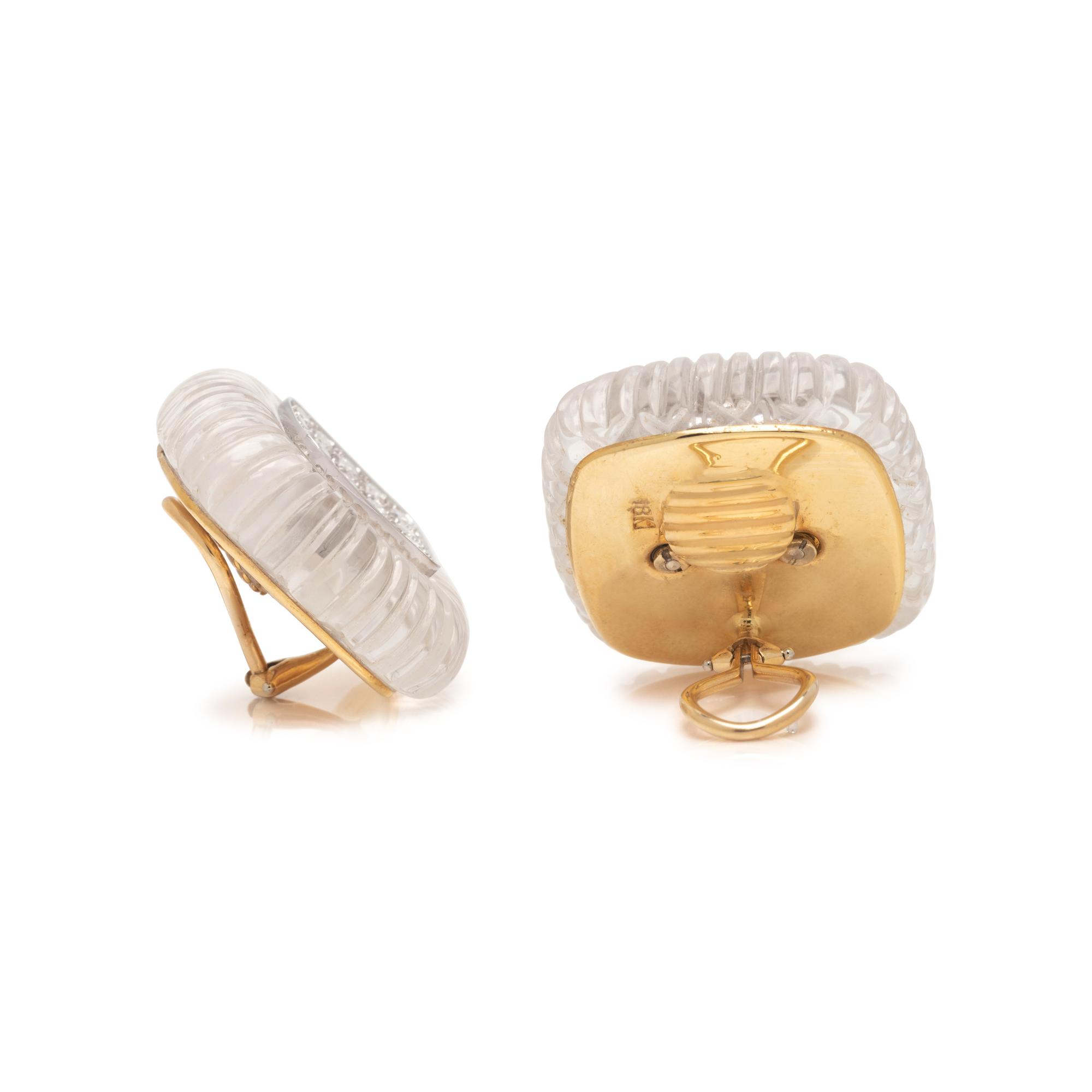 DIAMOND AND ROCK CRYSTAL EARCLIPS