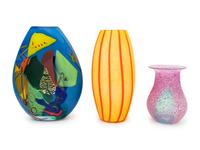 Two Swedish Glass Vases and a Murano Glass Vase