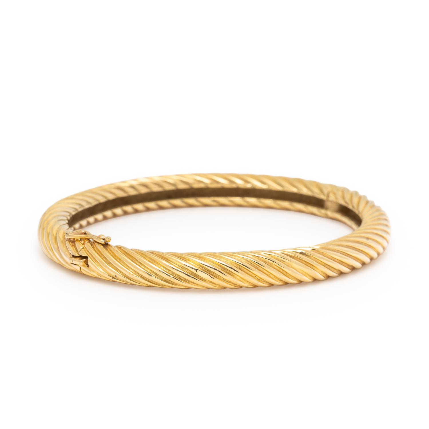 Yellow Gold Twisted Bangle Bracelet