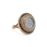 ANTIQUE, MOONSTONE CAMEO AND DIAMOND RING