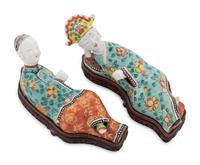 A Pair of Chinese Porcelain Medical Figures