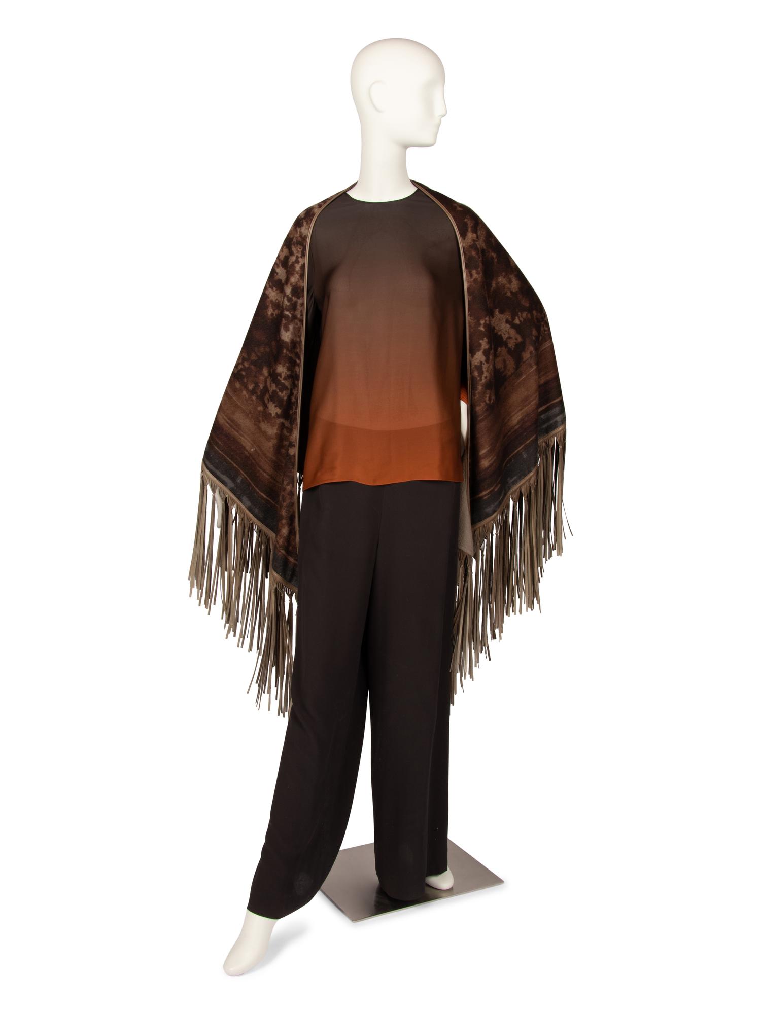 Loro Piana Leather-Trimmed Cashmere Shawl and Akris Three-Piece Ensemble