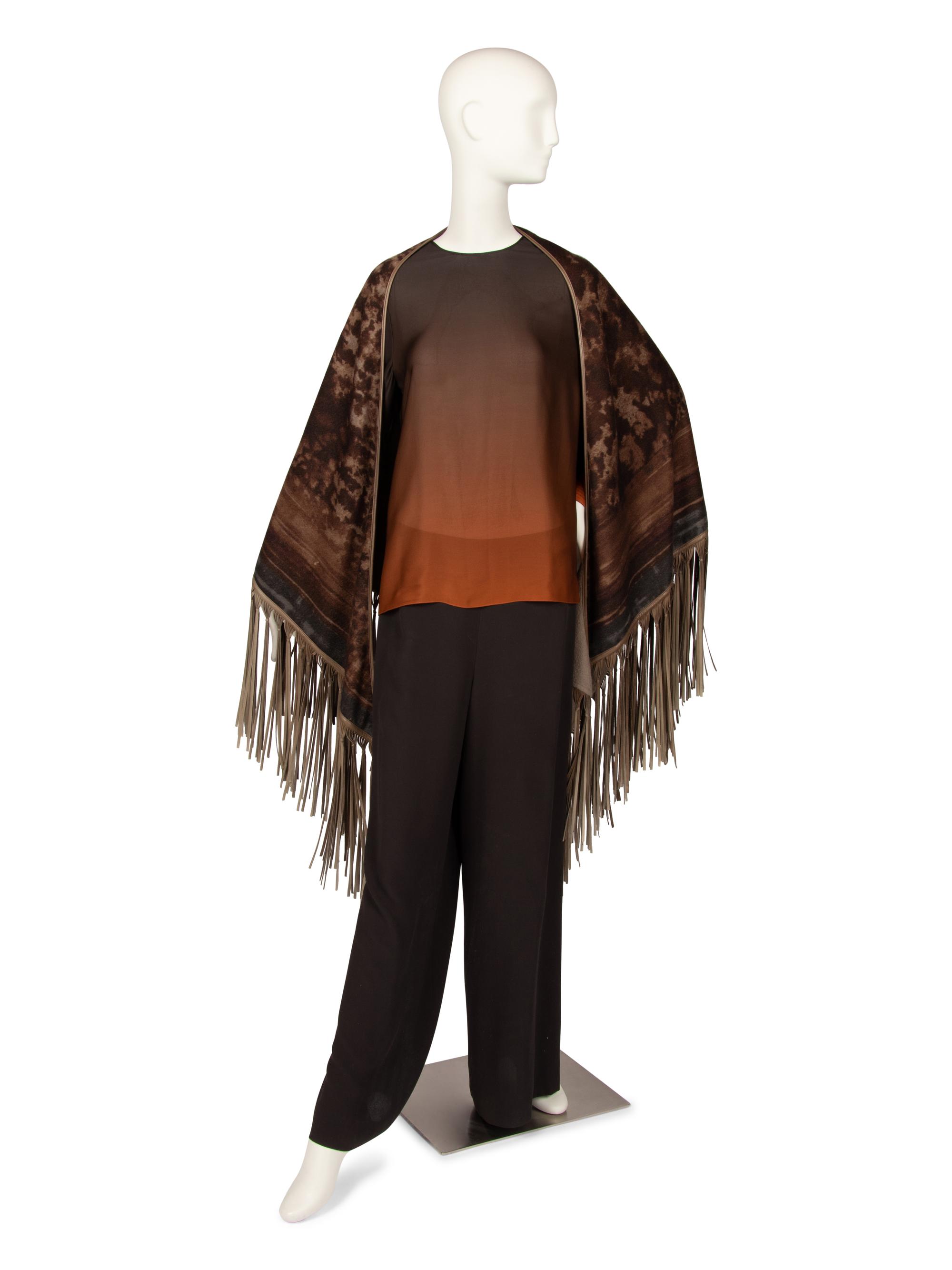 Loro Piana Leather-Trimmed Cashmere Shawl and Akris Three-Piece Ensemble