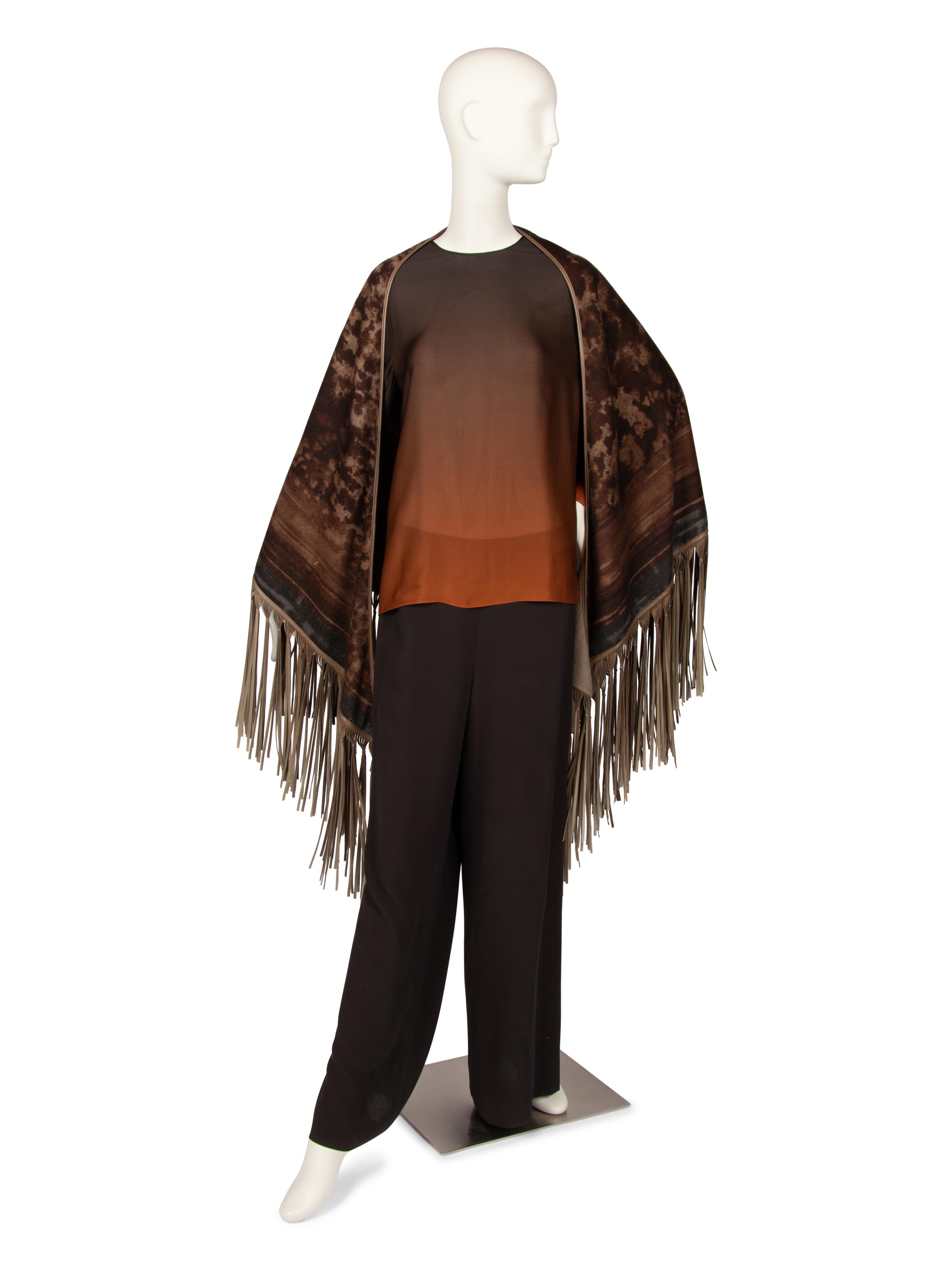 Loro Piana Leather-Trimmed Cashmere Shawl and Akris Three-Piece Ensemble
