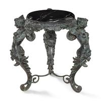 A Patinated Bronze and Marble Center Table