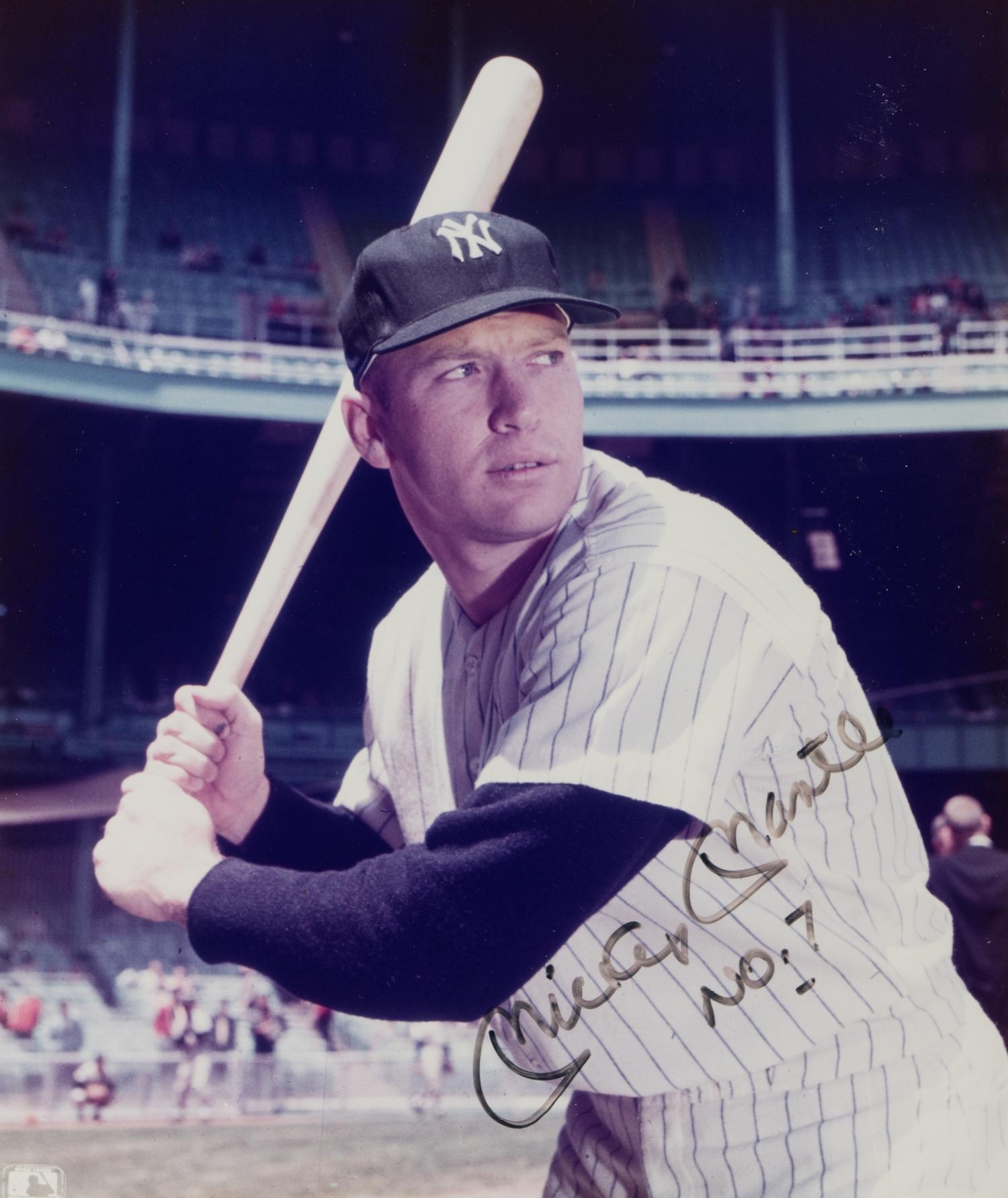 A Mickey Mantle Signed Autograph Photo With No. 7 Inscription (Beckett Authentication Services)
