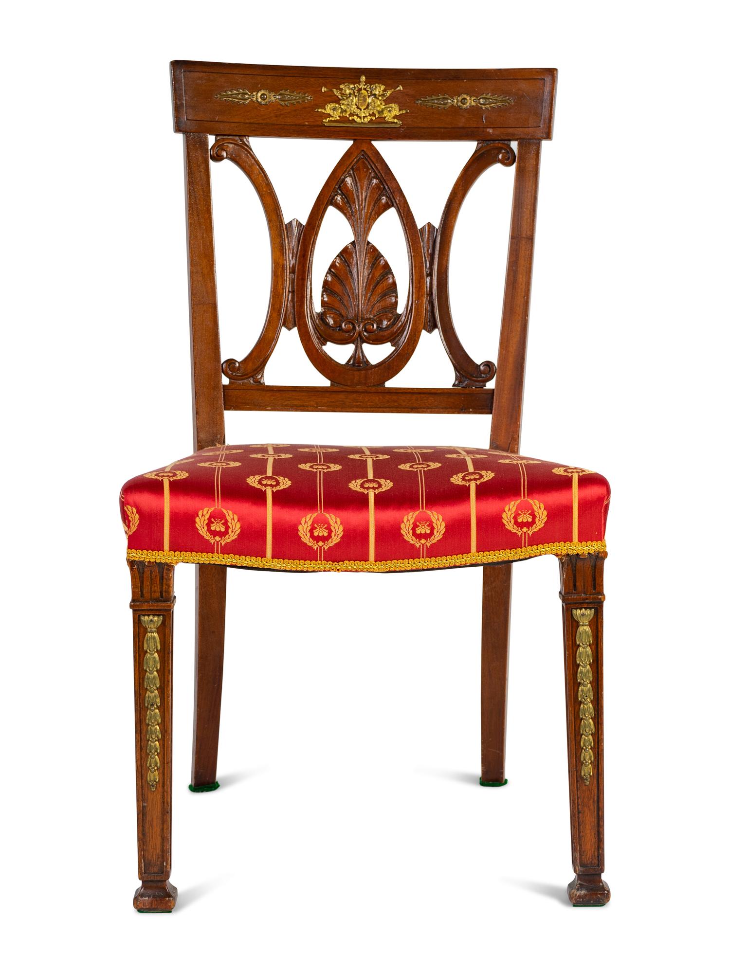An Empire Style Gilt Metal Mounted Mahogany Side Chair