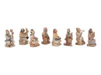 A Set of Eight Chinese Painted Soapstone Figures of Daoist Immortals