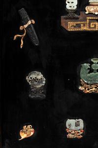 A Pair of Chinese Embellished Black Lacquered Wall Panels