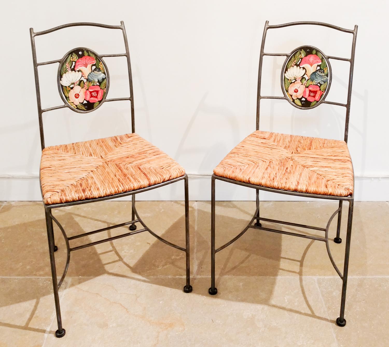 A Set of Four Painted Back Dining Chairs