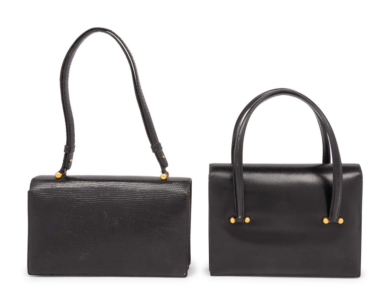 Two Hermès Accordion-Style Bags, One with Bonwit Teller Stamp, 1960s