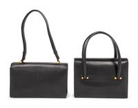 Two Hermès Accordion-Style Bags, One with Bonwit Teller Stamp, 1960s