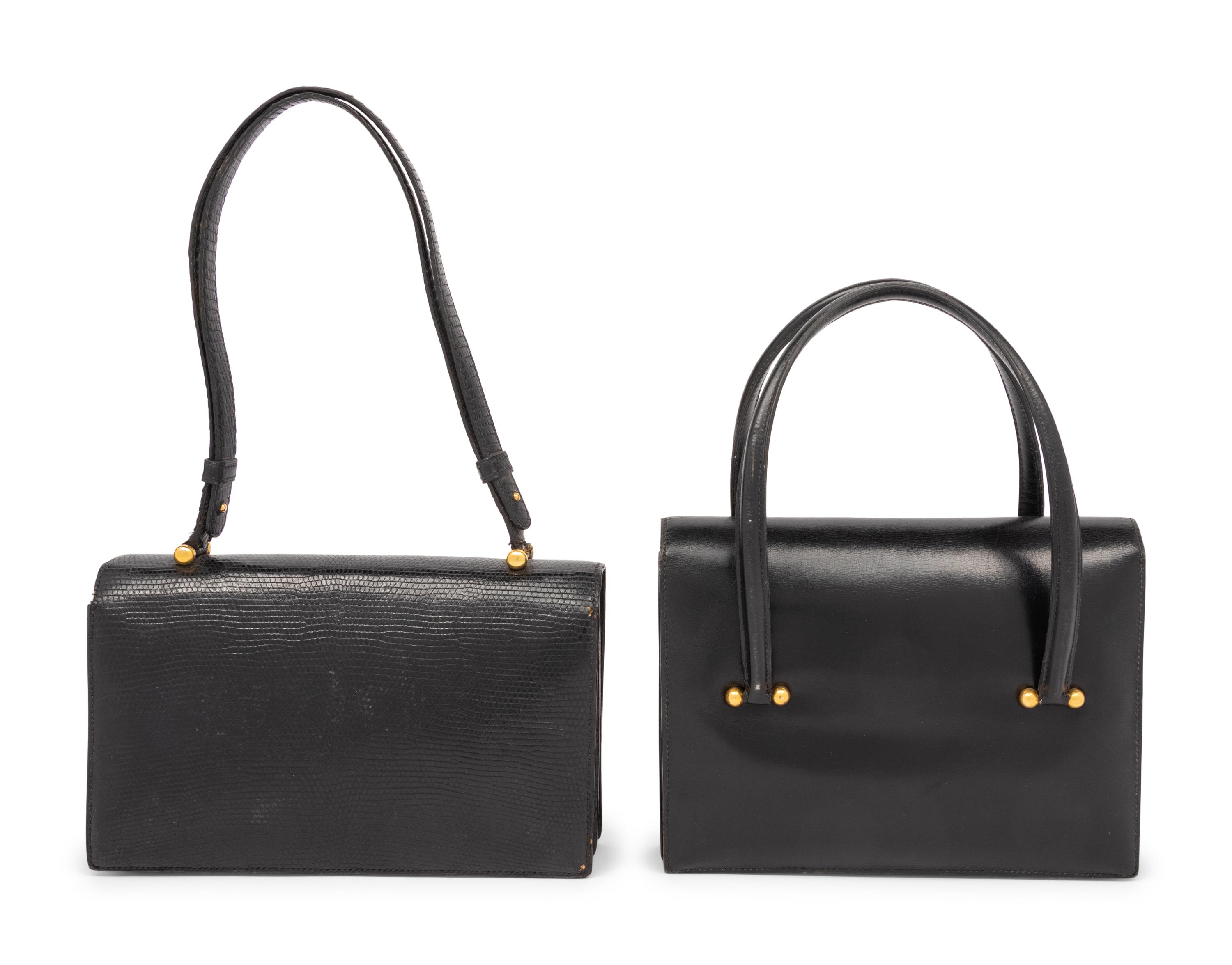 Two Hermès Accordion-Style Bags, One with Bonwit Teller Stamp, 1960s