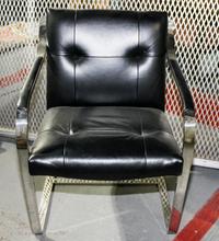 A Bruton Leather and Chrome Open Armchair Height 32 inches. — SECOND HALF 20TH CENTURY