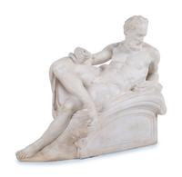 A Pair of Carved Alabaster Figures of Dusk and Dawn , After Michelangelo from The Tomb of Lorenzo de Medici