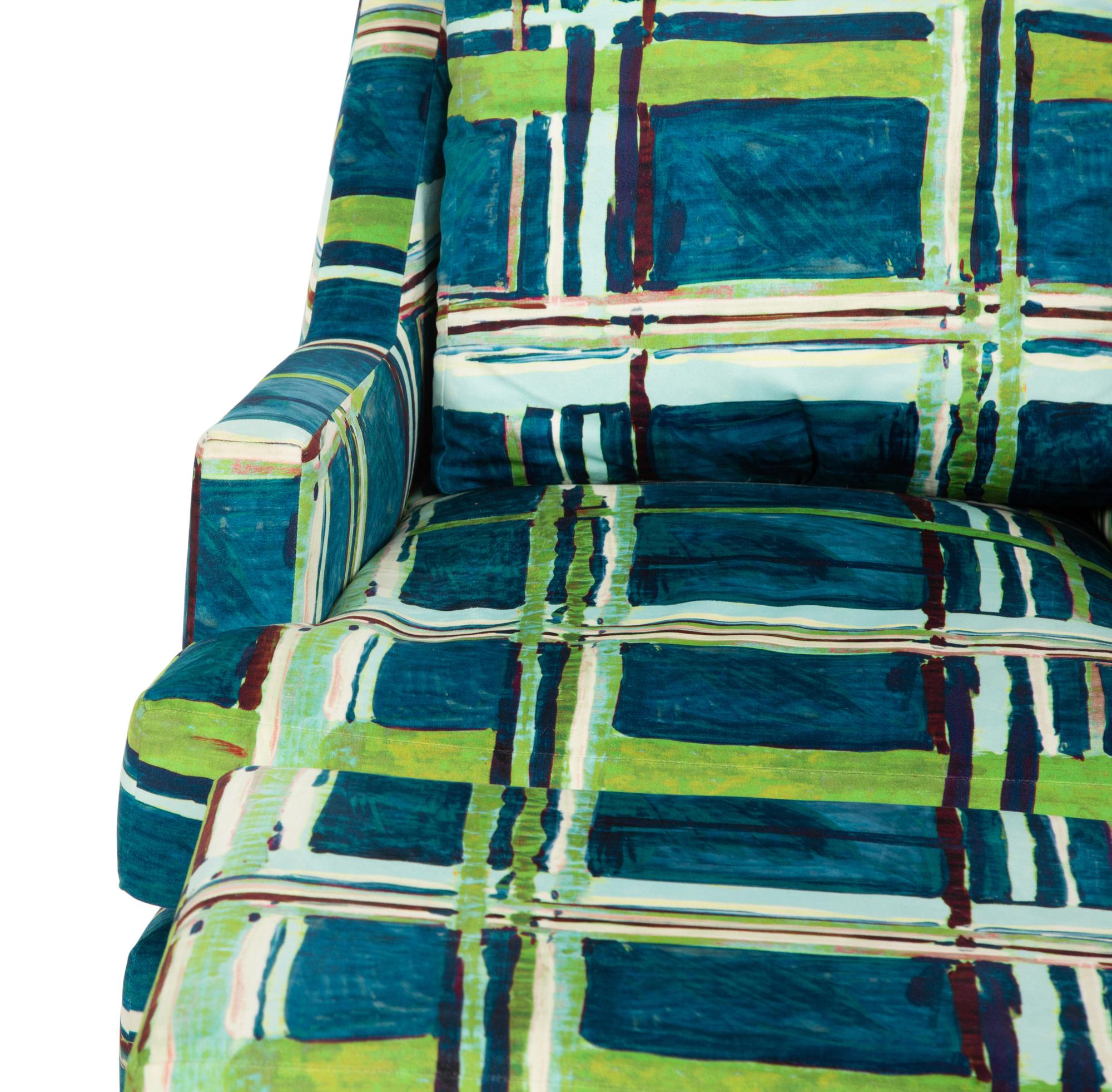 A Berman Rosetti Contemporary Lounge Chair and Matching Ottoman