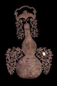 A Jade and Hardstone Embellished Silver Mounted Gourd-Form Wall Vase