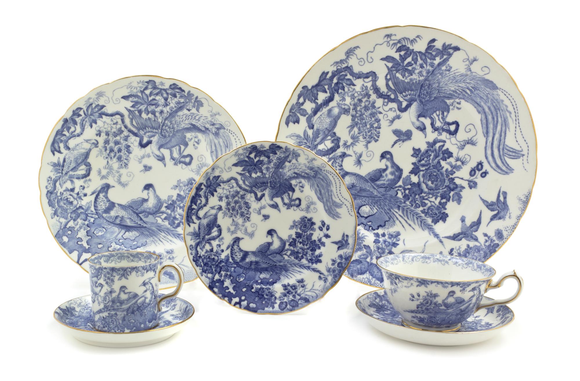 A Royal Crown Derby Porcelain Partial Dinner Service, Diameter of dinner plate 10 1/2 inches.