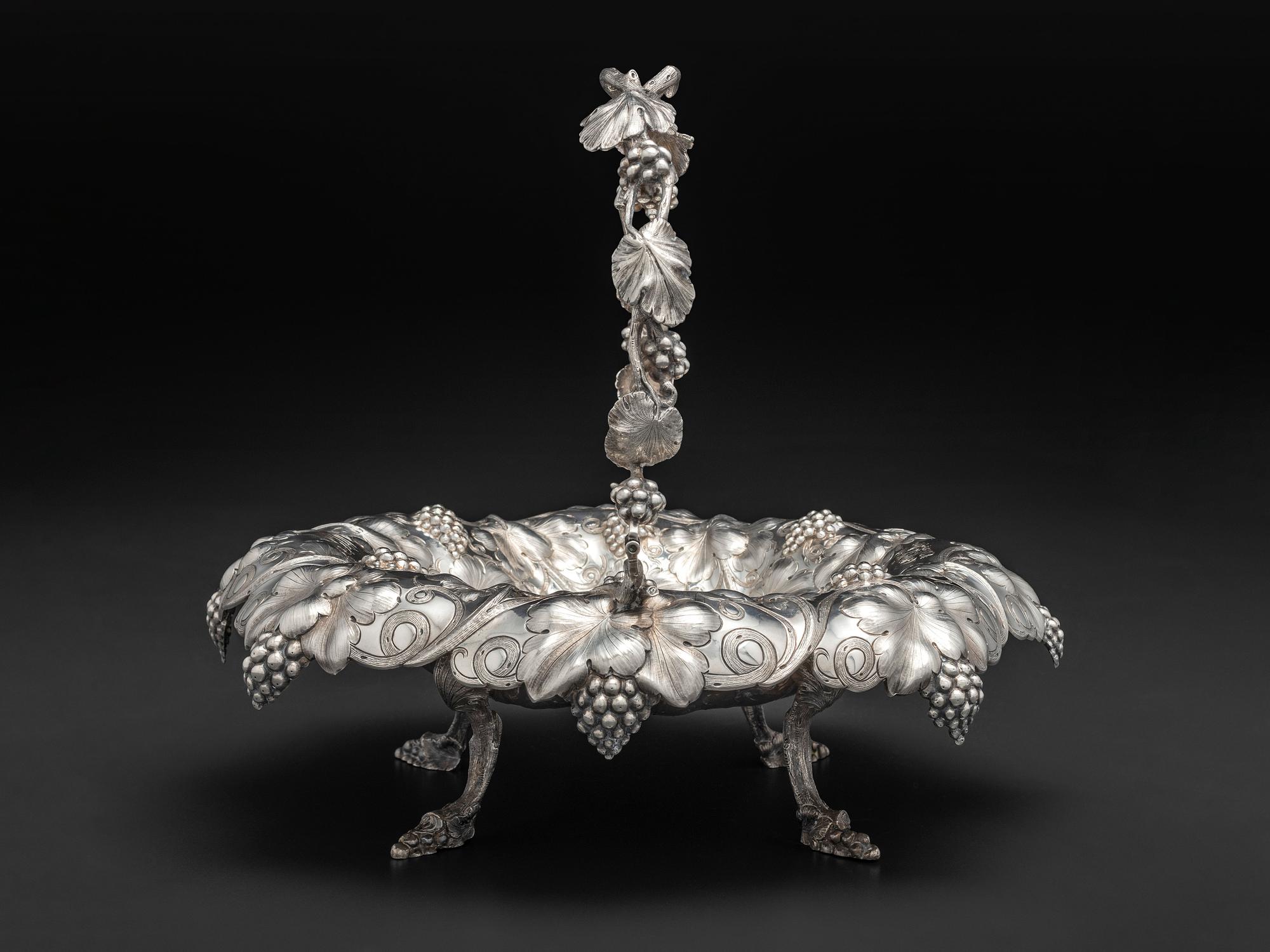An American Repousse Silver Swing-Handle Basket