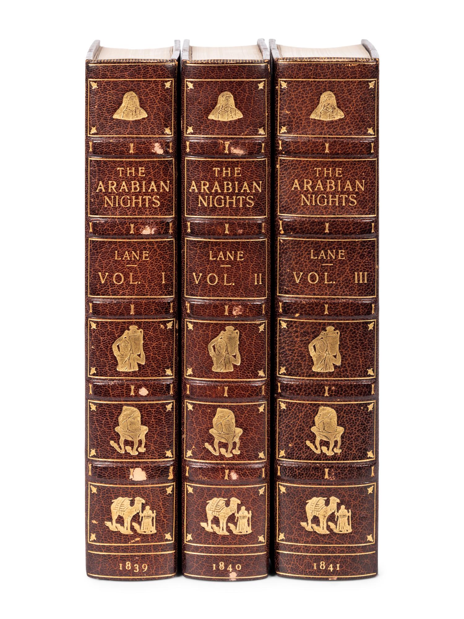 [ARABIAN NIGHTS] -- LANE, Edward William (1801-1876), translator. The Thousand and One Nights, commonly called, in England, The Arabian Nights' Entertainments. A New Translation from the Arabic, with Copious Notes. London: Charles Knight and Co., 1839-1841.