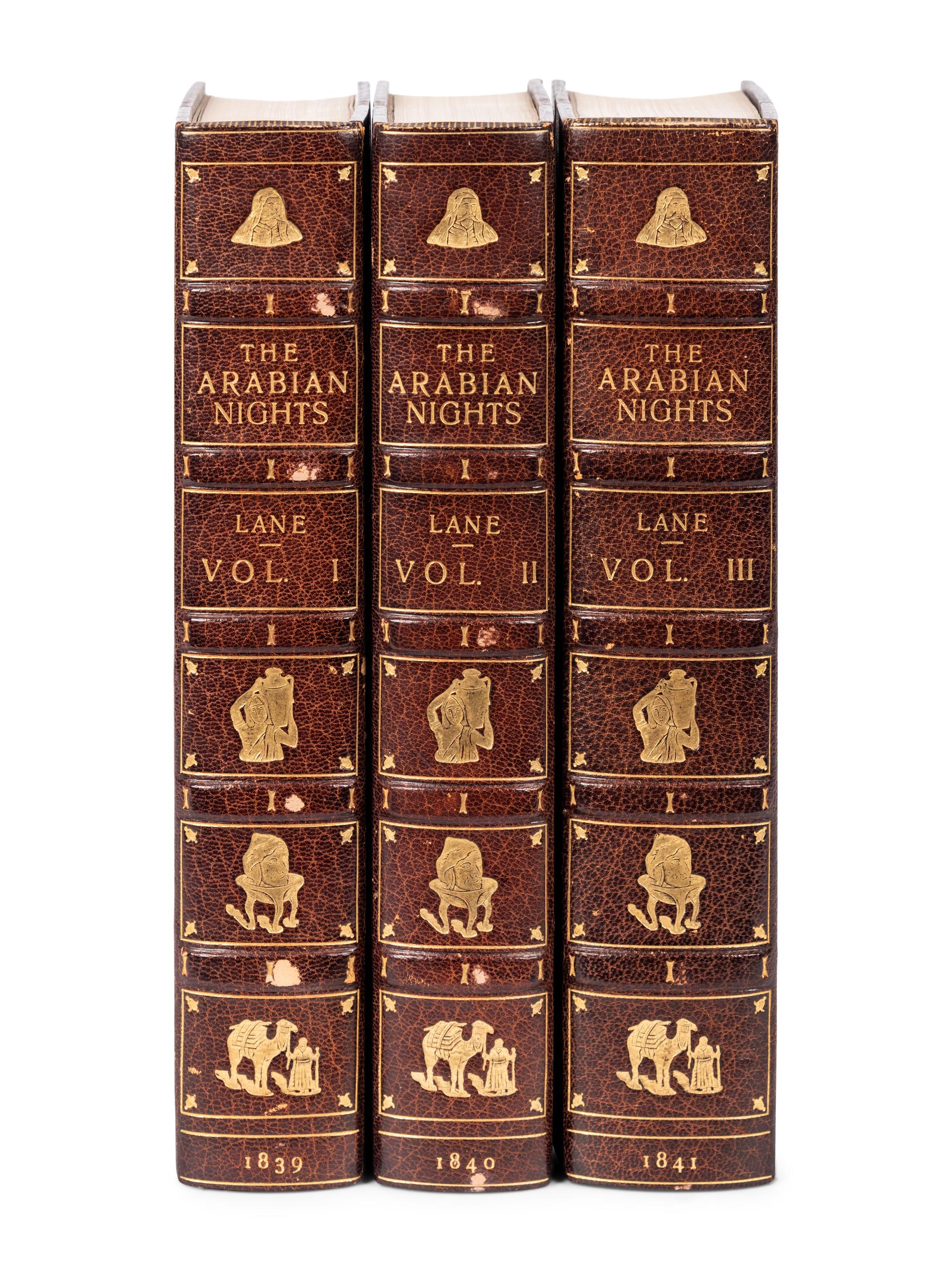 [ARABIAN NIGHTS] -- LANE, Edward William (1801-1876), translator. The Thousand and One Nights, commonly called, in England, The Arabian Nights' Entertainments. A New Translation from the Arabic, with Copious Notes. London: Charles Knight and Co., 1839-1841.