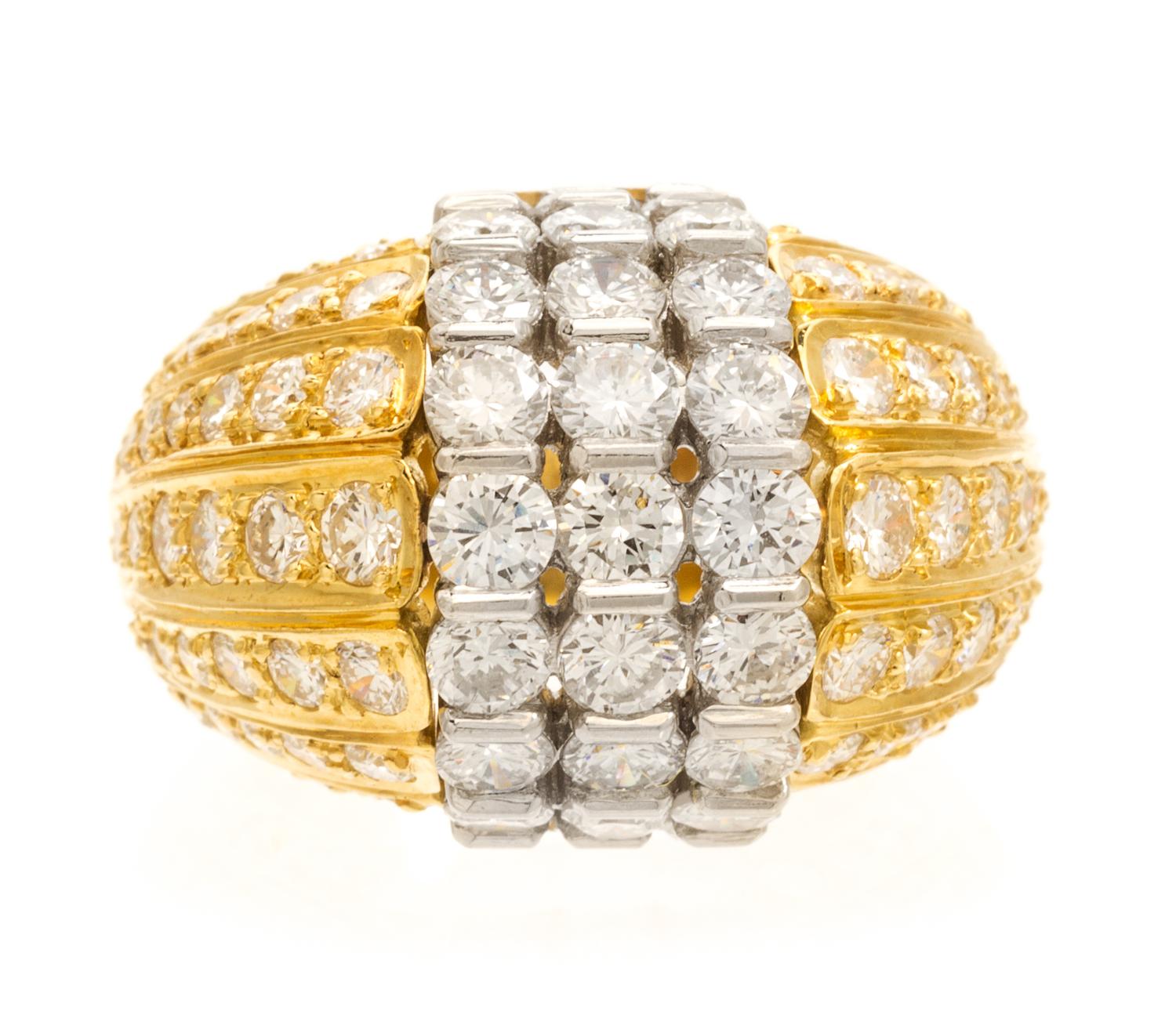 An 18 Karat Yellow Gold, Platinum and Diamond Ring, 11.80 dwts.