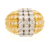 An 18 Karat Yellow Gold, Platinum and Diamond Ring, 11.80 dwts.