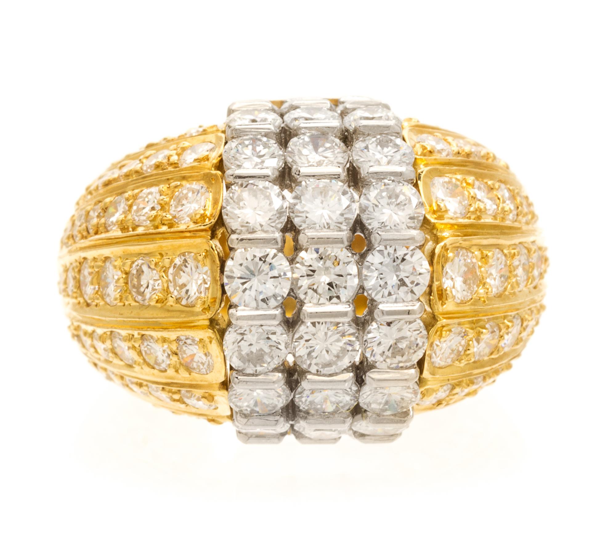 An 18 Karat Yellow Gold, Platinum and Diamond Ring, 11.80 dwts.