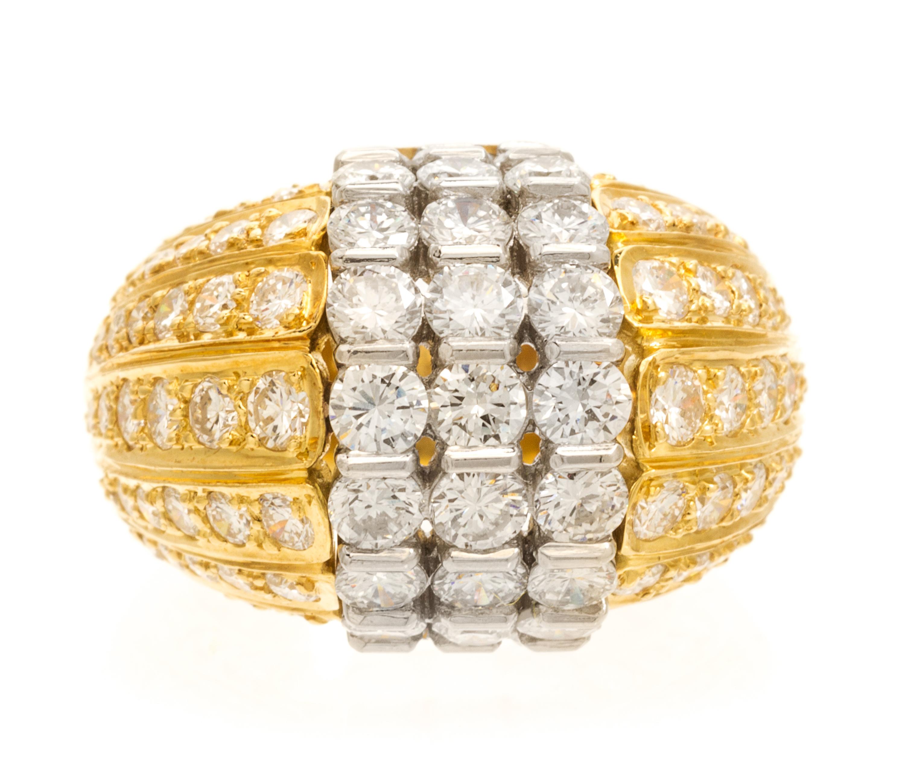 An 18 Karat Yellow Gold, Platinum and Diamond Ring, 11.80 dwts.