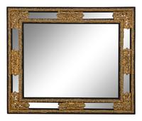 A Flemish Style Gilt Metal Mounted Ripple-Molded Mirror