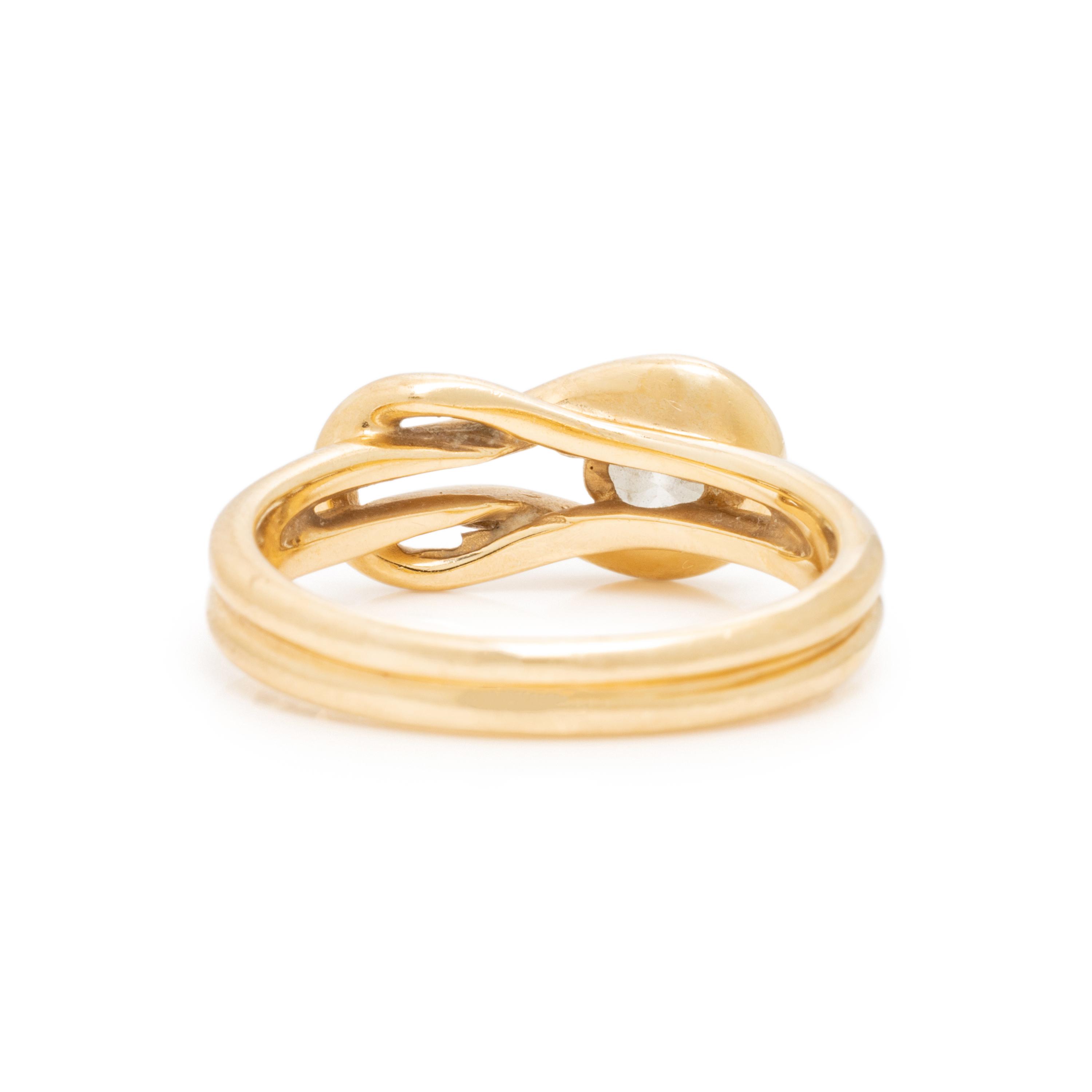 Diamond and Yellow Gold Knot Ring and Earrings