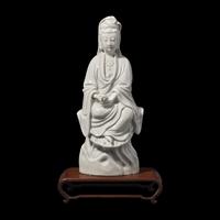 A Chinese Blanc de Chine Porcelain Figure of Guanyin, Late Qing-Republic Period 清末-民国 德化白瓷观音