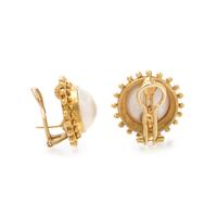 ELIZABETH LOCKE, YELLOW GOLD AND CULTURED MABE PEARL EARCLIPS