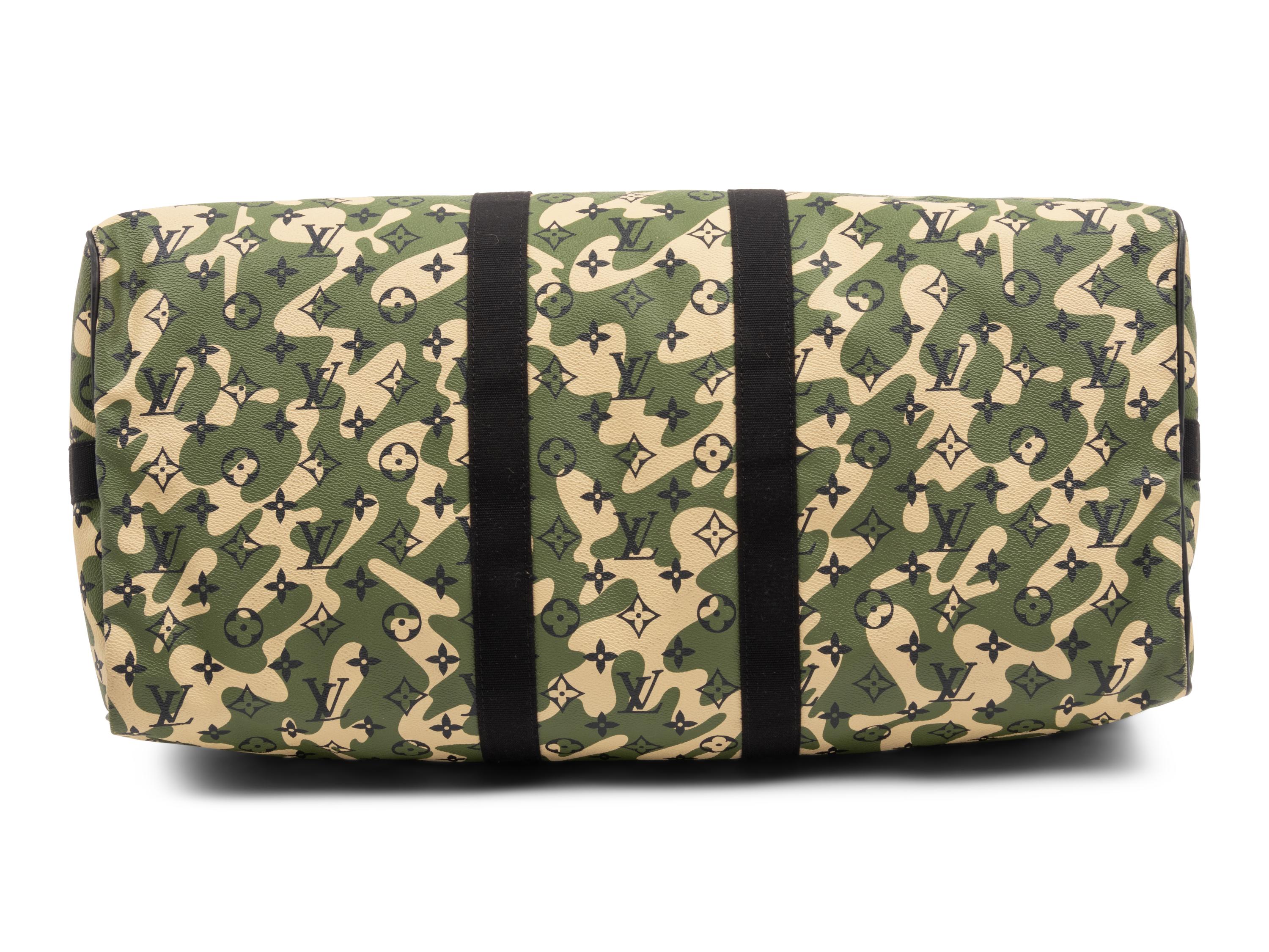 Louis Vuitton Limited Edition Keepall Bandoulière 55 in Monogramouflage Coated Canvas, Takashi Murakami, 2008