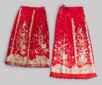 Two Sets of Chinese Embroidered Silk Wedding Gowns