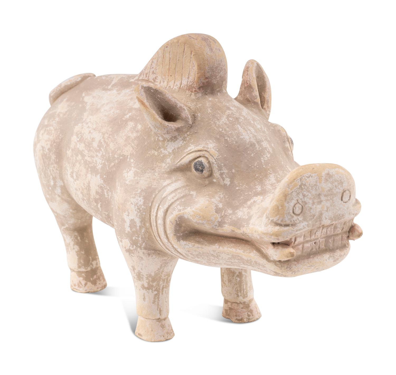 A Chinese Pottery Figure of a Boar